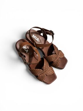 MIA Women’s Brown Braided Platform Heels Size 7 Boho
